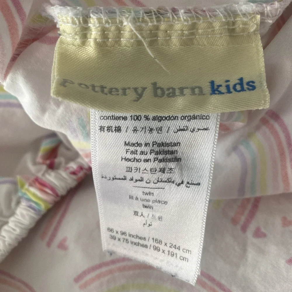 Pottery Barn Kids Rainbow Hearts TWIN Fitted Sheet & Standard Pillow Case